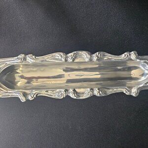 Ornate Scroll Design Long Aluminum Metal Cracker Tray Server And Holder